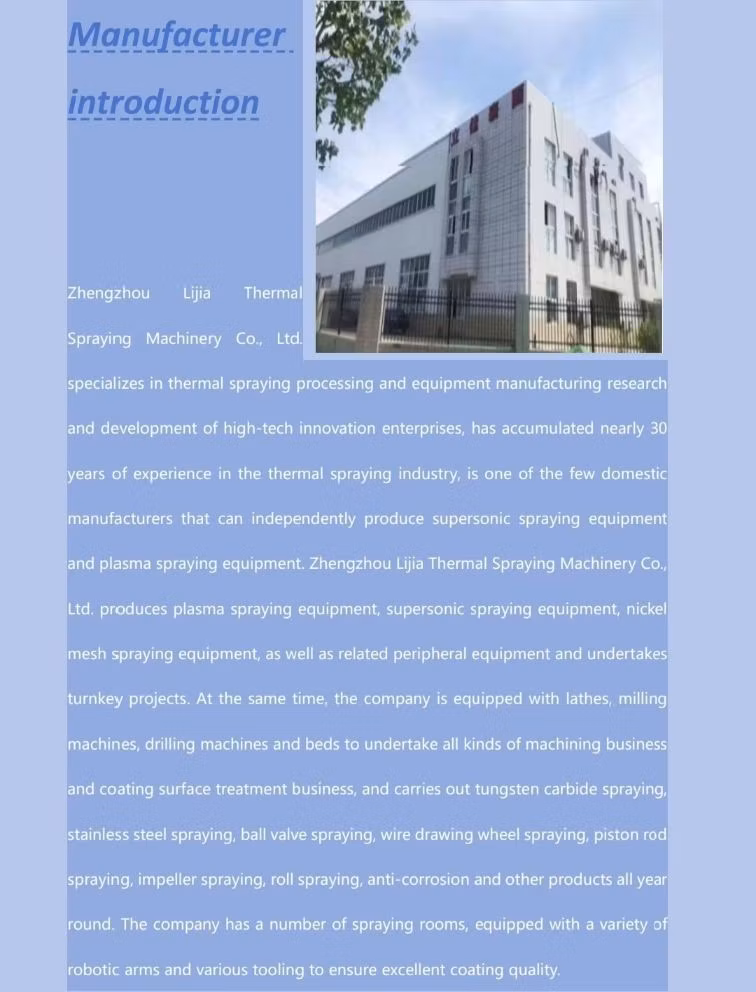 Wear-Resistant Coating for Wellhead Equipment Machinery Coating of Mixer Parts Machinery Hvof