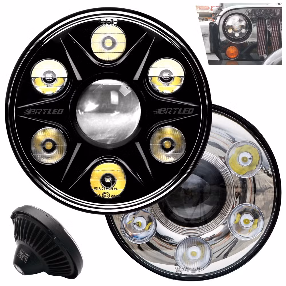 ECE R112 Approved Headlight for European Market 7inch Round LED Headlight with High Low Beam DRL for Truck Offroad LED Headlight