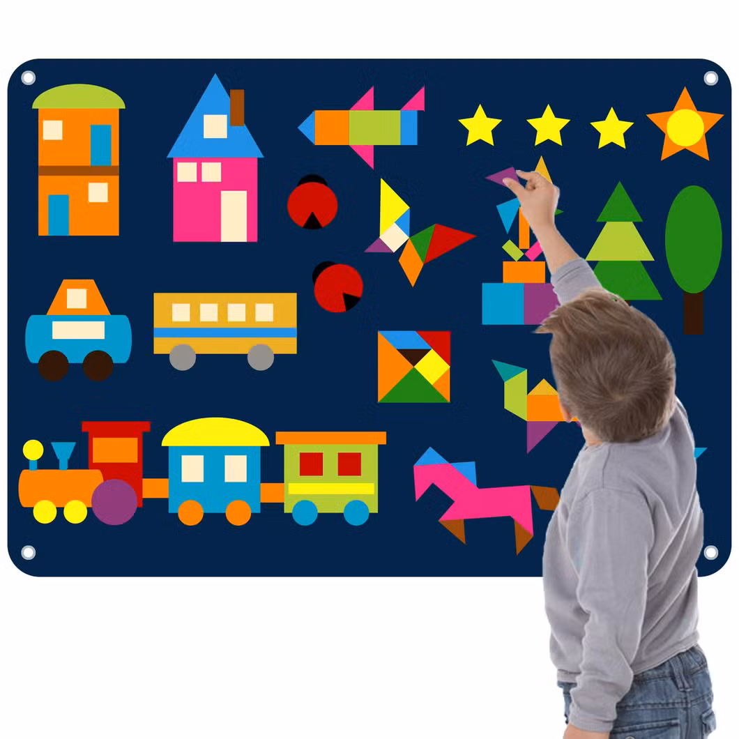 Preschool Shapes Felt Busy Board Wall Hanging Toddlers Montessori Toys