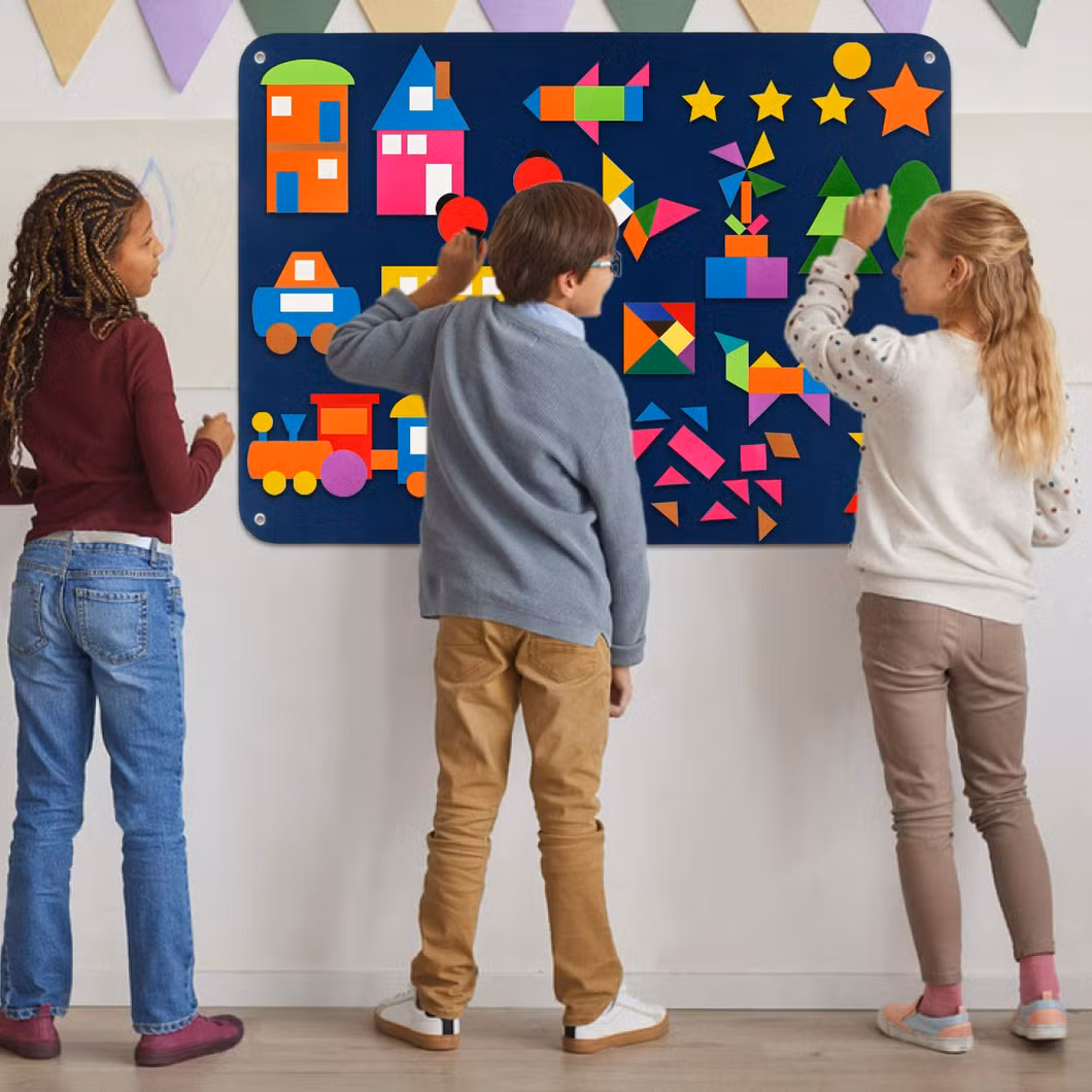Preschool Shapes Felt Busy Board Wall Hanging Toddlers Montessori Toys