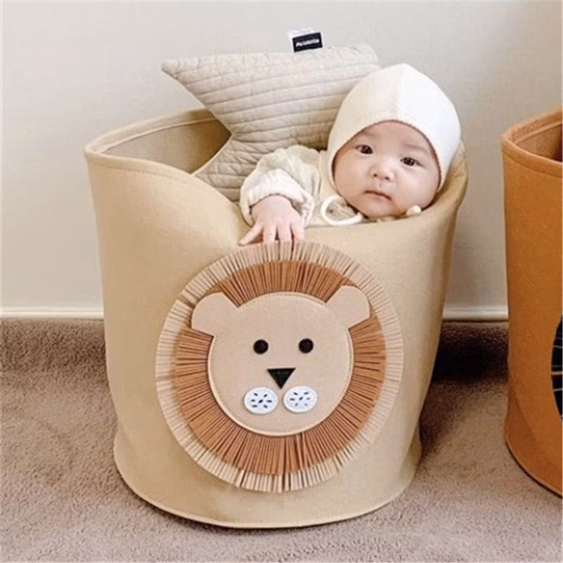 High Quality Felt Portable Laundry Basket Clothing Storage Baskets Foldable Kids Toys Storage Bag Polyester Felt 44*26*55cm