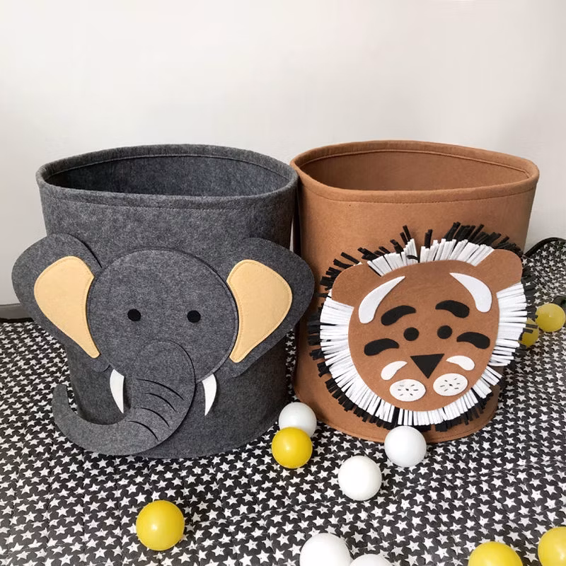 High Quality Felt Portable Laundry Basket Clothing Storage Baskets Foldable Kids Toys Storage Bag Polyester Felt 44*26*55cm