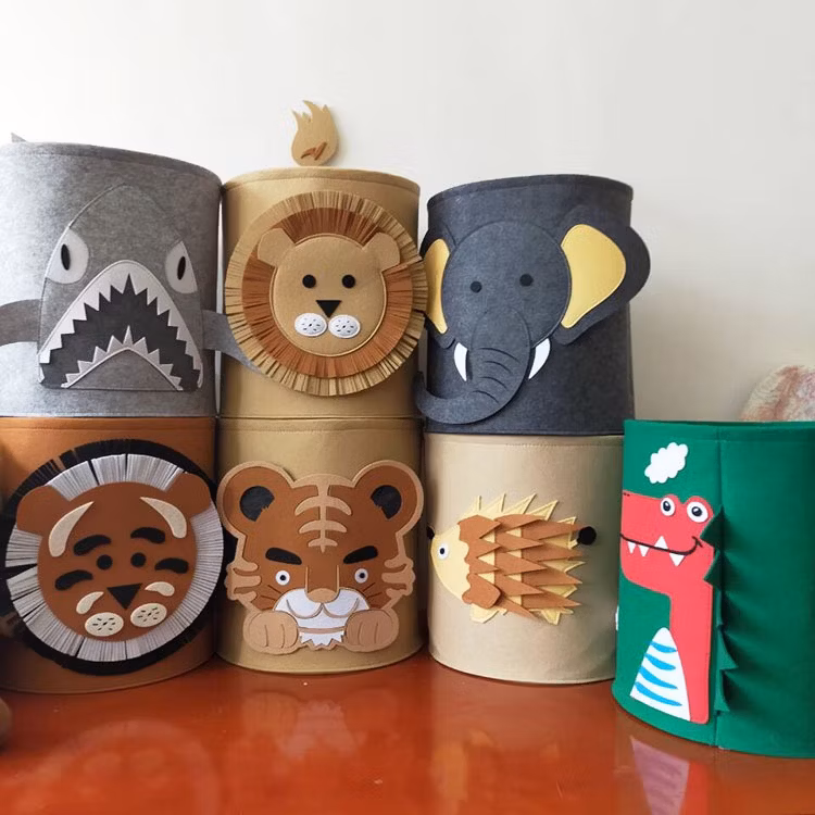 High Quality Felt Portable Laundry Basket Clothing Storage Baskets Foldable Kids Toys Storage Bag Polyester Felt 44*26*55cm