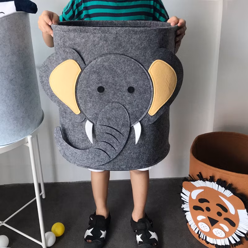High Quality Felt Portable Laundry Basket Clothing Storage Baskets Foldable Kids Toys Storage Bag Polyester Felt 44*26*55cm
