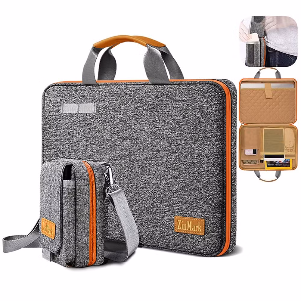 Laptop Case 15.6 Inch Briefcase Military-Grade Protection with Detachable Belt Bag, Compatible All Model of 15-16 Inch MacBook PRO and Most Popular 15.6 Inch No