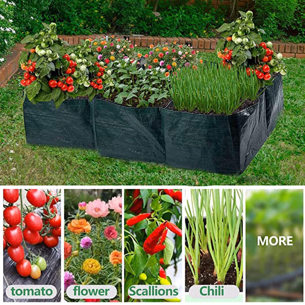 Box Rectangle Planter Plastic Garden Grid Grow Bags with 8 Separate Spaces