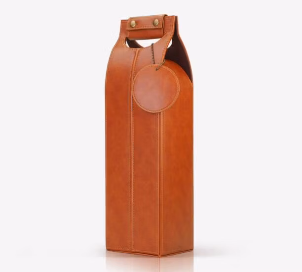 Fashion New Design Classic Single Red Wine Bottle Carrier Durable PU Leather with Handle Wine Bag
