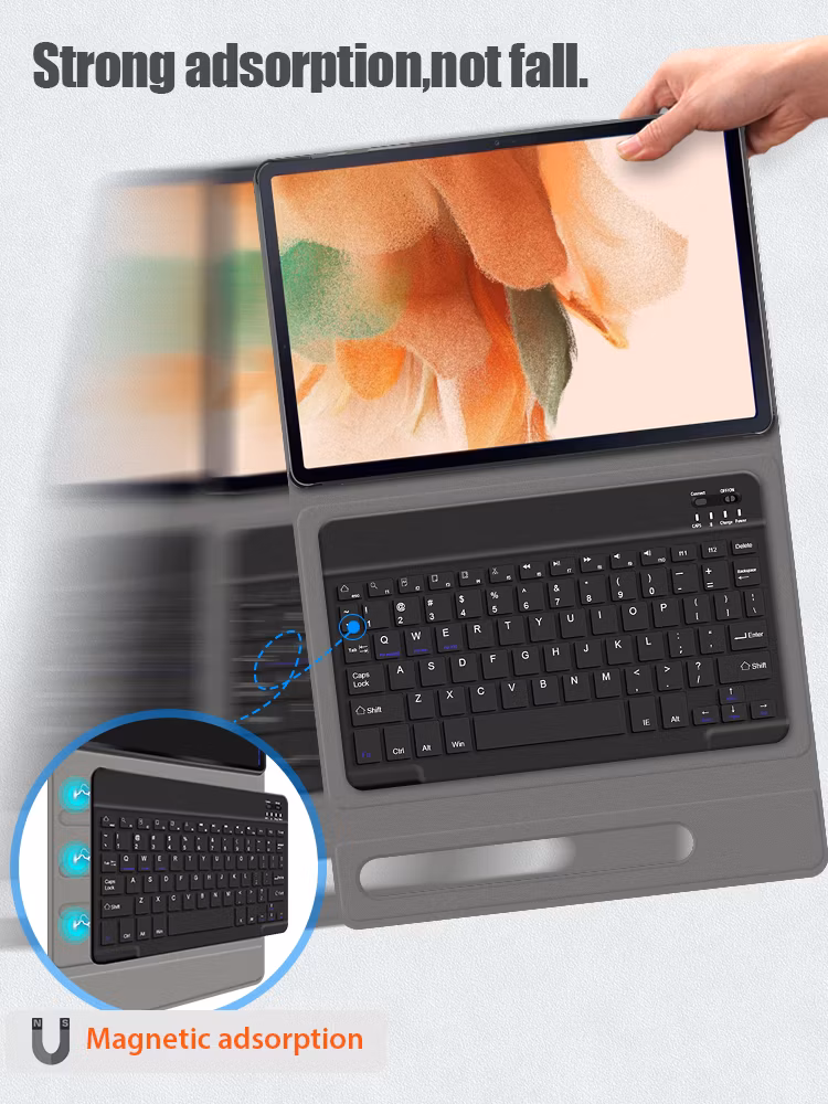 Bluetooth Keyboard Case for Samsung Galaxy Tab S7 Fe Sm T730 12.4 Inch Tablet Leather Case Manufacture