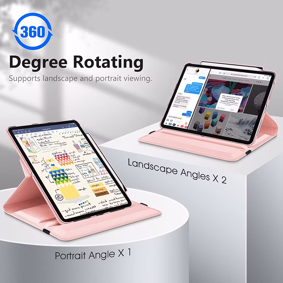 Shockproof 360 Degree Rotating Kickstand Flip Leather Tablet Case for iPad PRO 11 Inch 2024 5th Generetaion