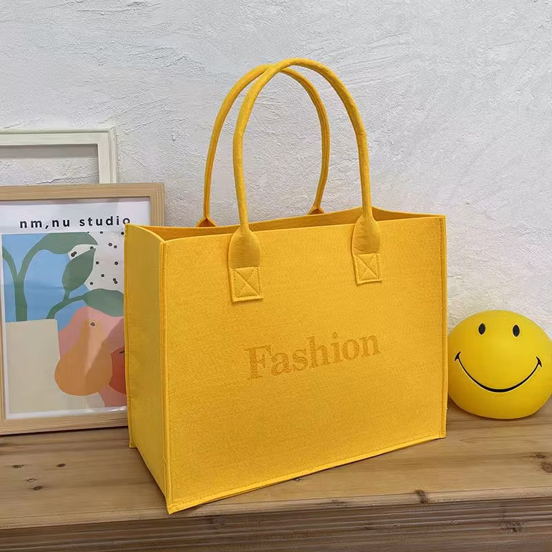 Eco Friendly Custom Logo Large Capacity Colorful Felt Shopping Tote Bags