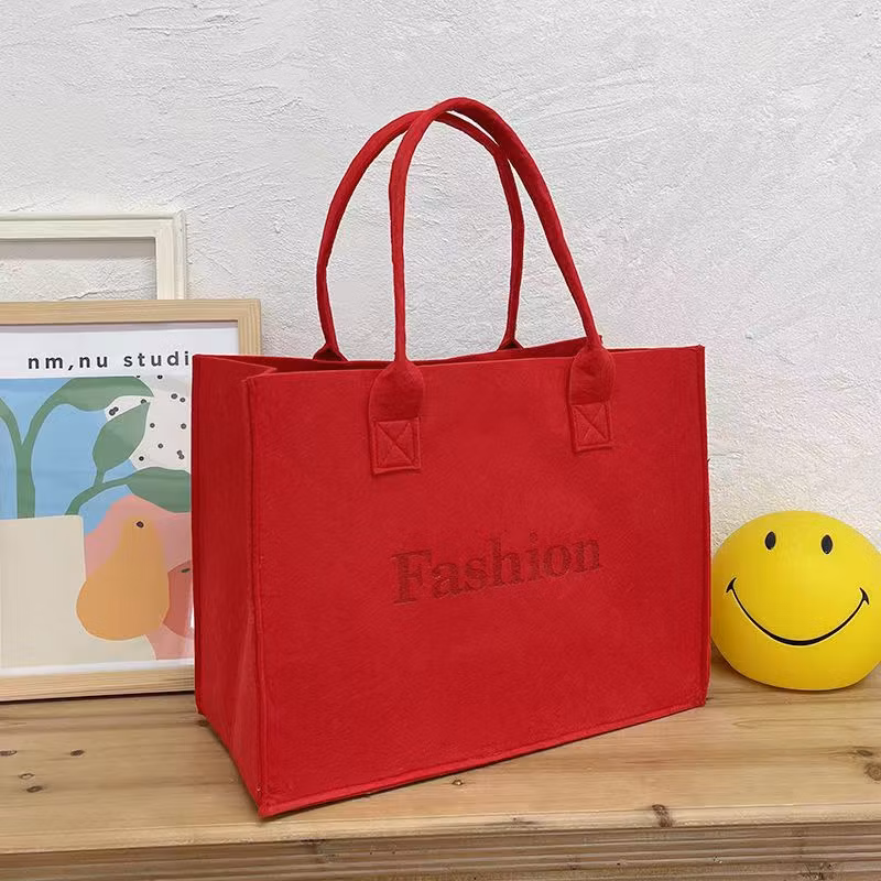 Eco Friendly Custom Logo Large Capacity Colorful Felt Shopping Tote Bags