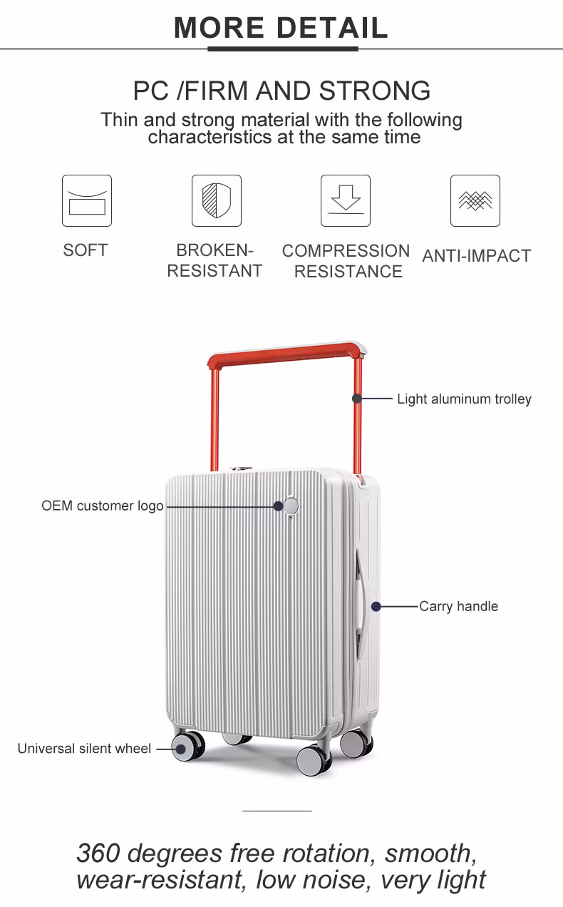Ultra Durable Polycarbonate Valise Wide Trolley Bright Yellow Color Hardside Travel Suitcase with Type-C Charging Port