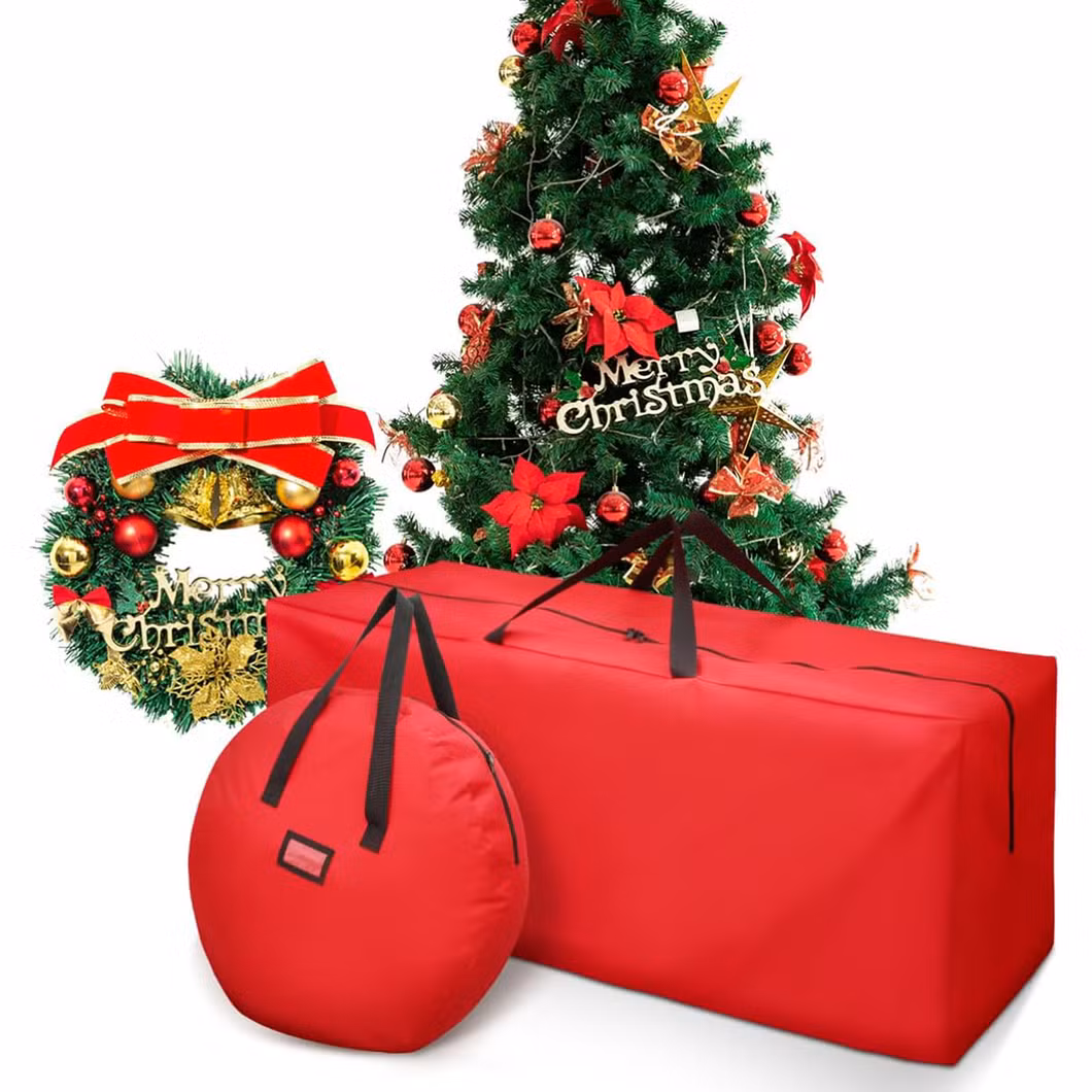 Wholesale Custom Logo Large Reusable Heavy Duty Oxford Waterproof Zipper Wreaths Christmas Tree Storage Bag