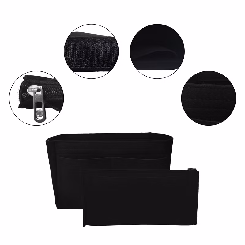 OEM ODM Felt Bag Organizer Insert Multi-Pocket Handbag for Cosmetic Makeup Felt Bag Organizer
