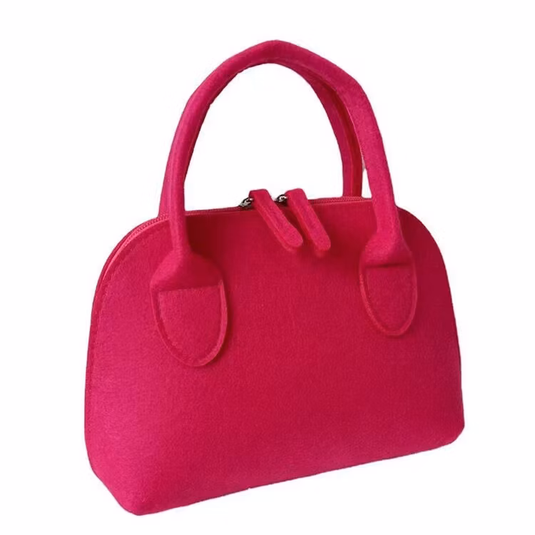 Custom Printed Logo Women Felt Tote Bag Wool Ladies Handbag