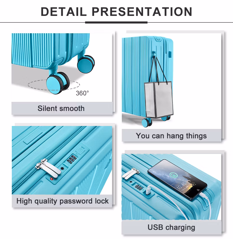 Ultra Durable Polycarbonate Valise Wide Trolley Bright Yellow Color Hardside Travel Suitcase with Type-C Charging Port
