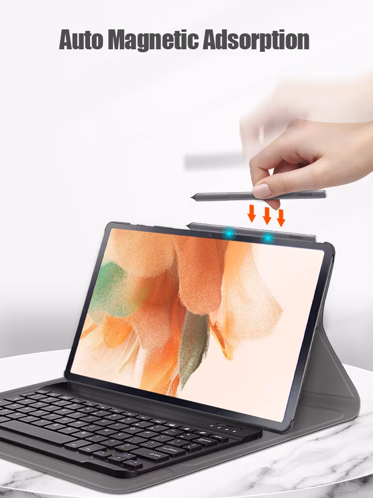 Bluetooth Keyboard Case for Samsung Galaxy Tab S7 Fe Sm T730 12.4 Inch Tablet Leather Case Manufacture