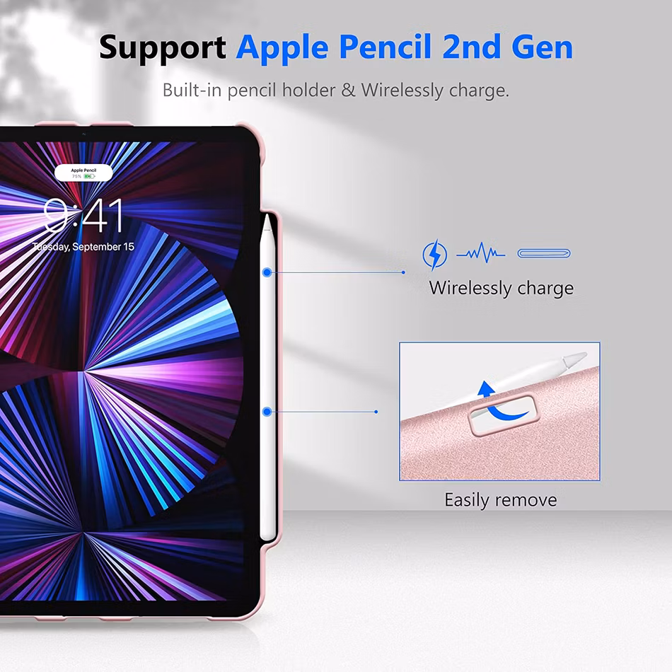 Shockproof 360 Degree Rotating Kickstand Flip Leather Tablet Case for iPad PRO 11 Inch 2024 5th Generetaion