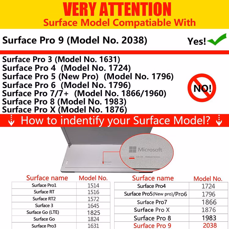 Premium PU Leather with Stylus Pencil Holder Smart Tablet Case for Surface PRO 9/PRO 9 5g 2022 13 Inch