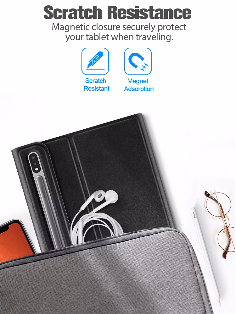 Bluetooth Keyboard Case for Samsung Galaxy Tab S7 Fe Sm T730 12.4 Inch Tablet Leather Case Manufacture