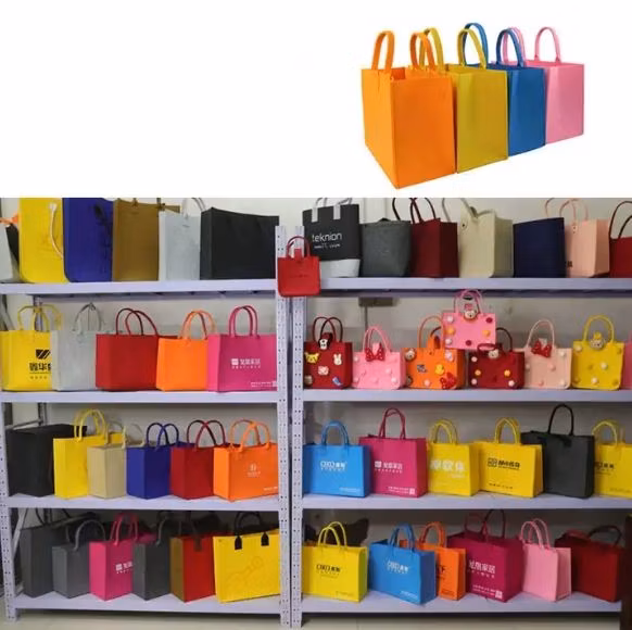 Eco Friendly Custom Logo Large Capacity Colorful Felt Shopping Tote Bags