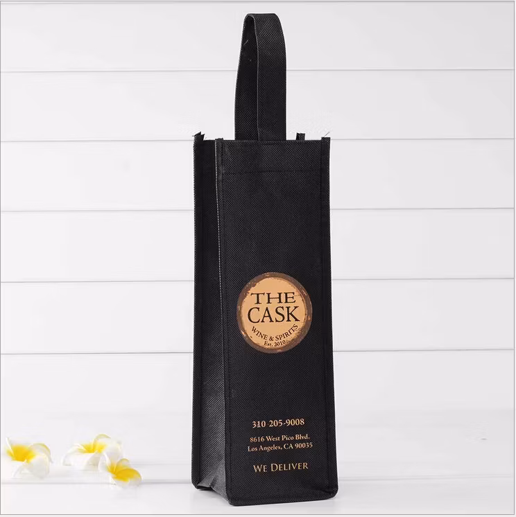 Custom Printed PP Non Woven Wine Bag Bottle Wine Tote Bag Non Woven Promotional Bag