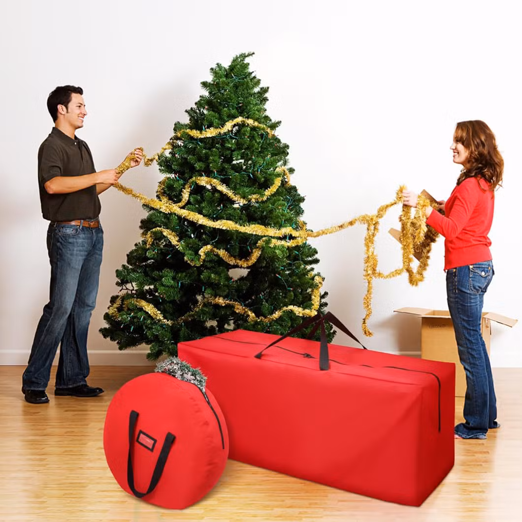 Wholesale Custom Logo Large Reusable Heavy Duty Oxford Waterproof Zipper Wreaths Christmas Tree Storage Bag