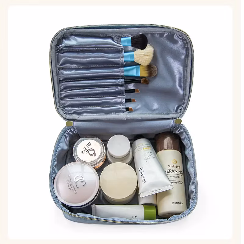 High Quality Wholesale PU Brush Set Zipper Travel Cosmetic Makeup Case