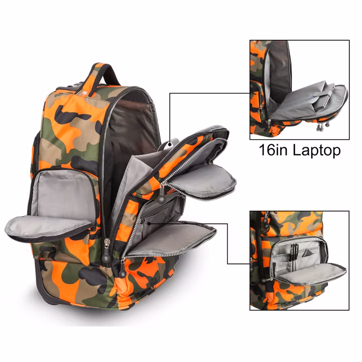 Big Storage Waterproof Wheeled Backpack Roller Travel Luggage for Students School Books Laptop Bag