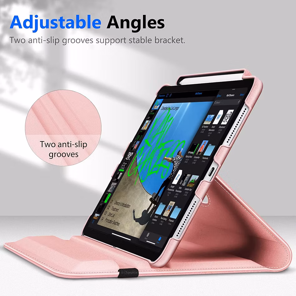 Shockproof 360 Degree Rotating Kickstand Flip Leather Tablet Case for iPad PRO 11 Inch 2024 5th Generetaion