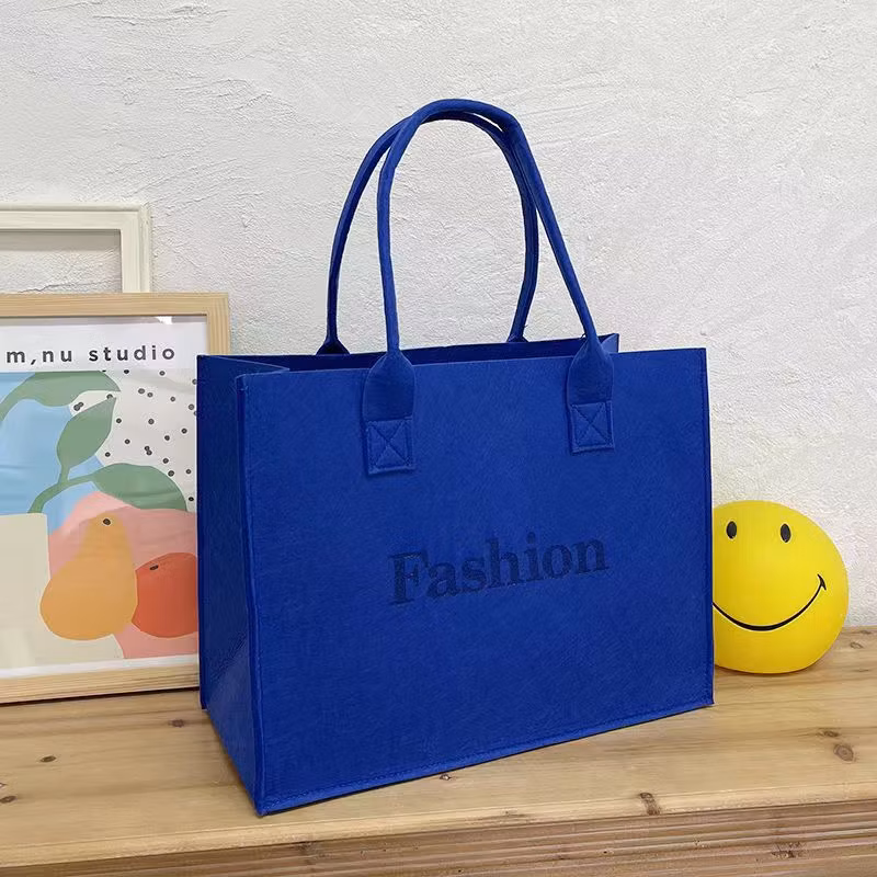 Eco Friendly Custom Logo Large Capacity Colorful Felt Shopping Tote Bags