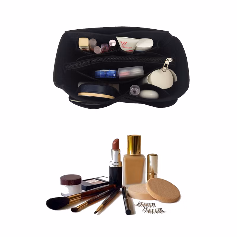 OEM ODM Felt Bag Organizer Insert Multi-Pocket Handbag for Cosmetic Makeup Felt Bag Organizer