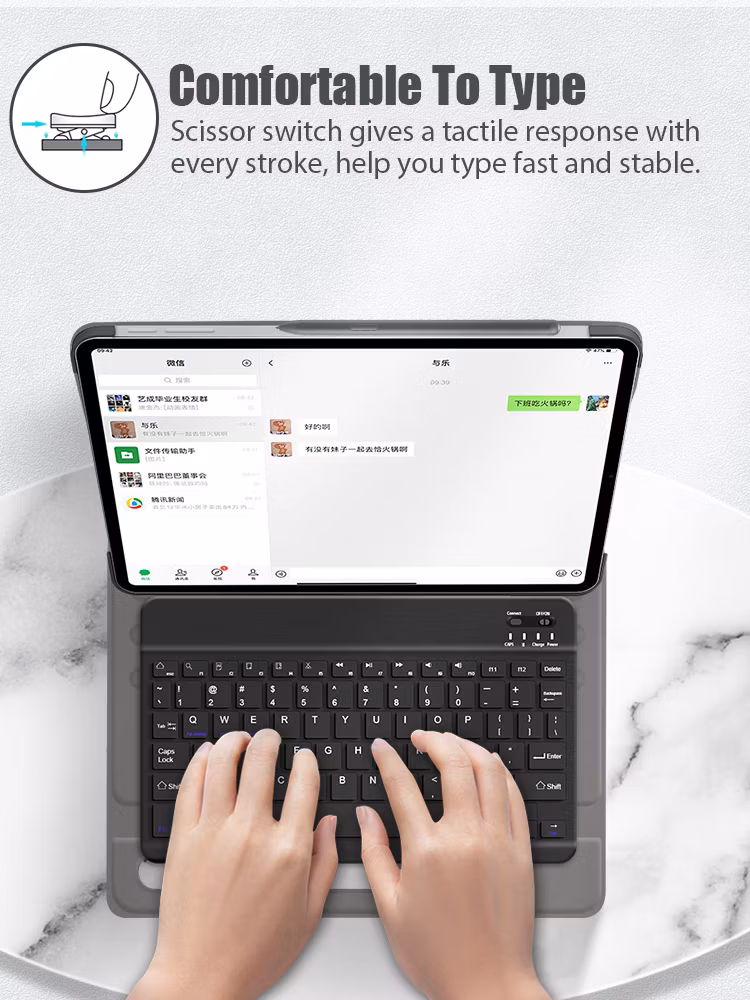 Bluetooth Keyboard Case for Samsung Galaxy Tab S7 Fe Sm T730 12.4 Inch Tablet Leather Case Manufacture