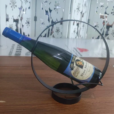 Encimera de decoración único Tablet titular de la botella de vino de mesa de metal redondo Mostrar vino flotante para rack de soporte