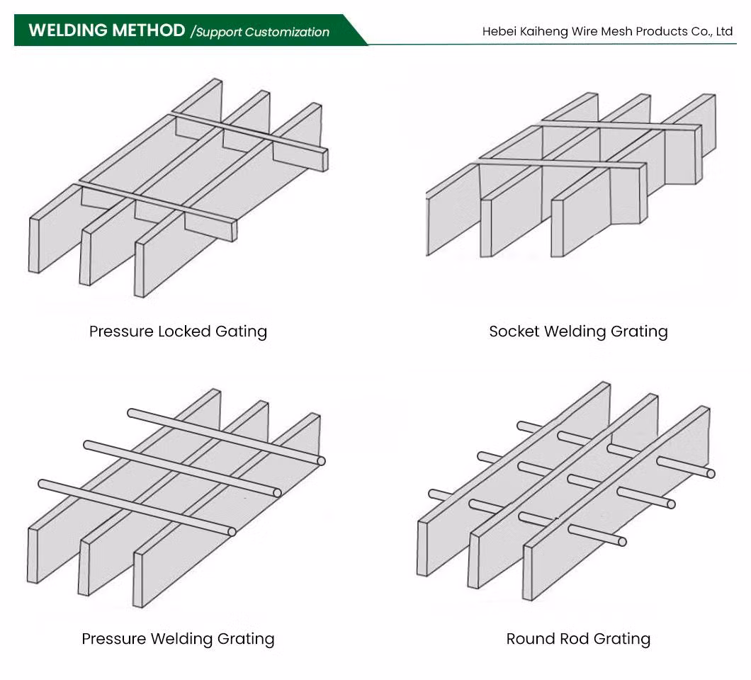 Kaiheng Hdsgw22-14 2&ndash; 1/2&quot; X 5/16&quot; Floor Steel Bar Grating China Suppliers Rot Proof Feature Platform Steel Grate Used for Split Obstacle or Screen