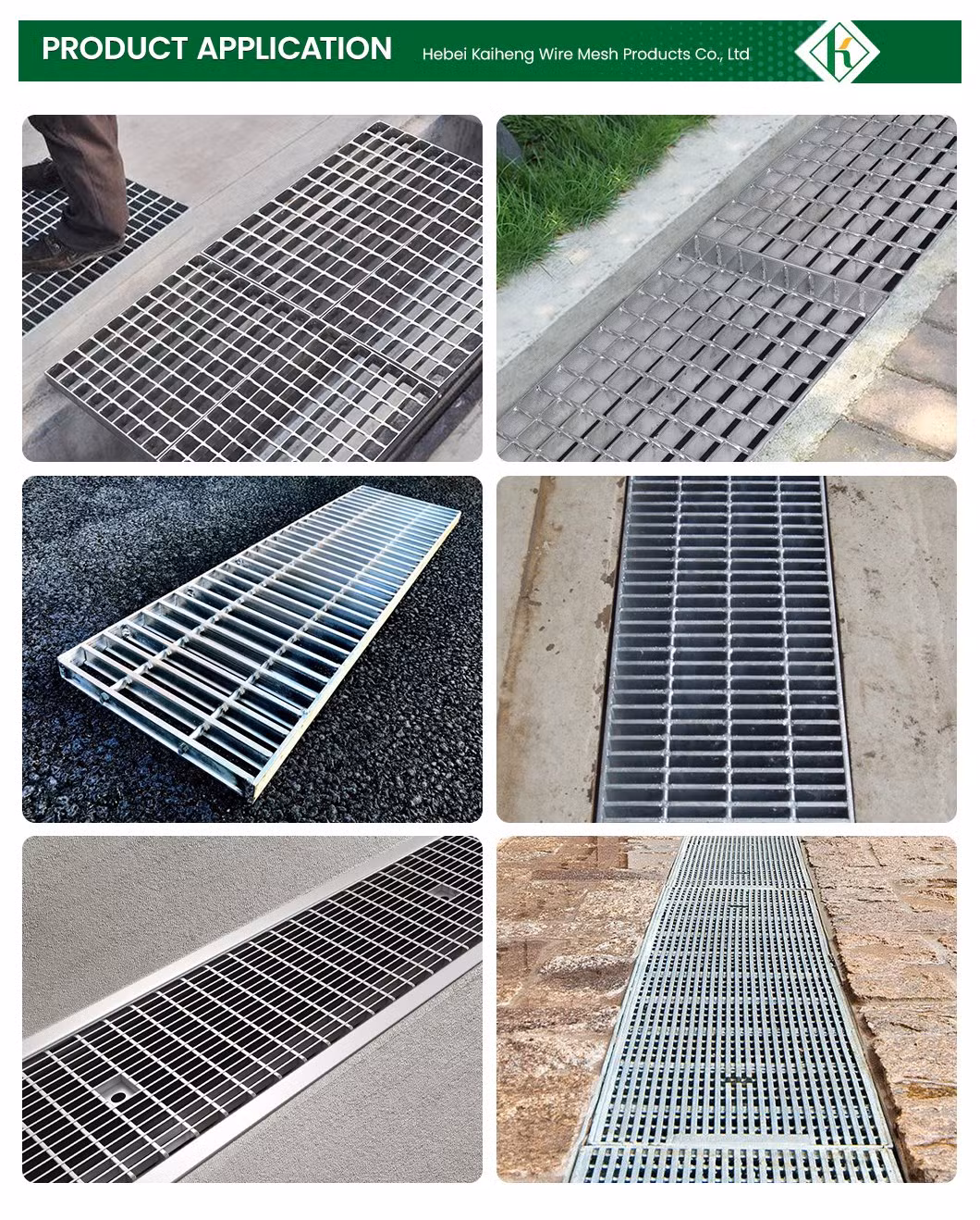Kaiheng Metal Mesh Steel Bar Grating Distributors Galvanized Steel Trench Grate China Trench Drain Grates