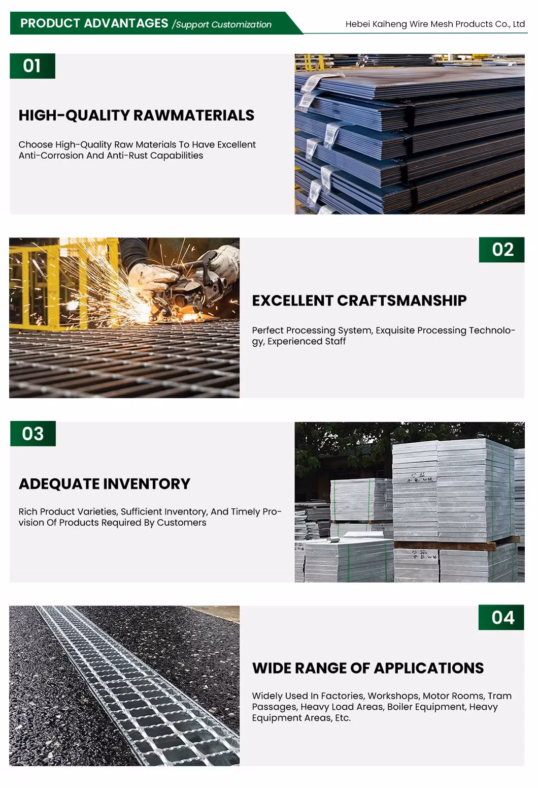 Kaiheng Metal Mesh Steel Bar Grating Distributors Galvanized Steel Trench Grate China Trench Drain Grates