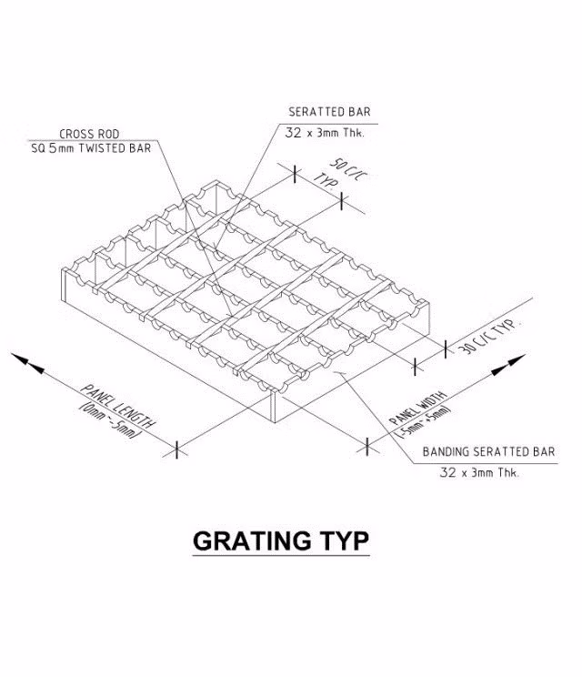 Customized Flat or Serrated Surface Industrial Galvanized Steelgrating/ Aluminium Walkway Flooring Grating