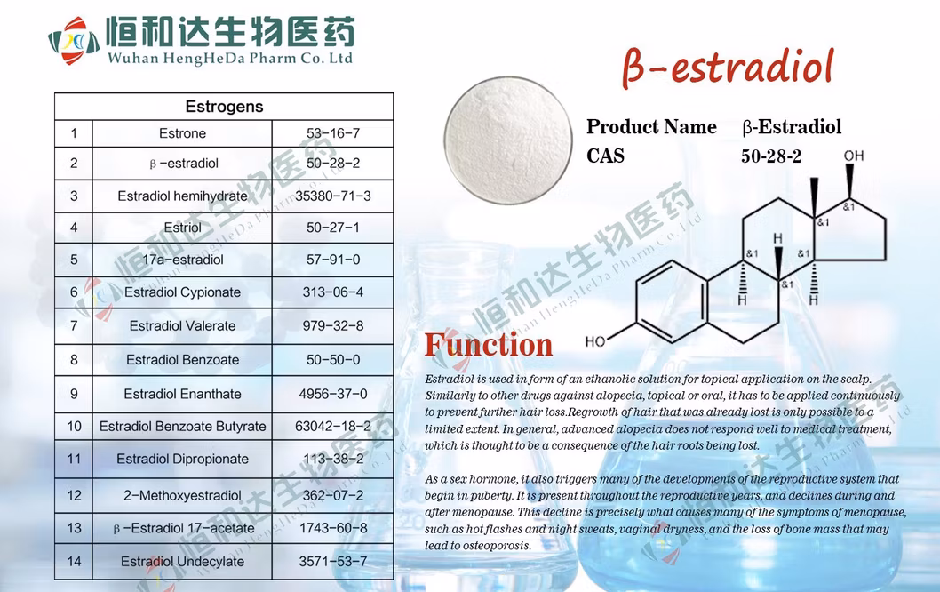 Wholesale Bulk Price Pharmaceutical Intermediate 17 Beta Estradiol Estradiol Valerate Raw Material Powder CAS 50-28-2 Estradiol Powder