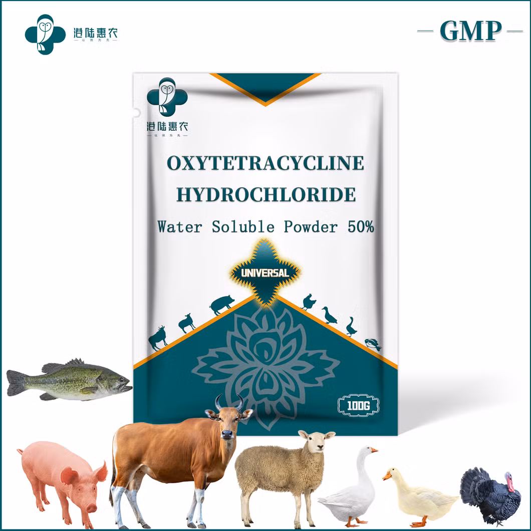 Factory Supply Veterinary Health &amp; Medicine Antibiotics Drug Oxytetracycline Hydrochloride Soluble Powder 20% for Cow Cattle Sheep Goat Swine