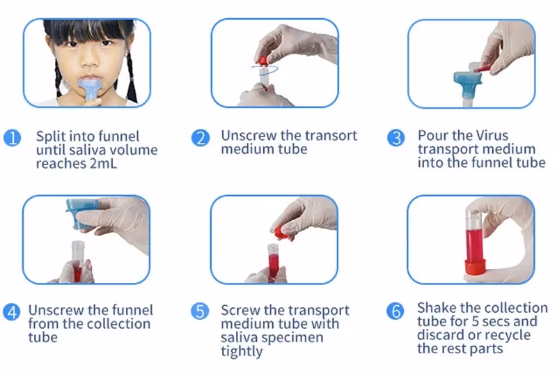 Disposable Supplies Saliva Collection Device Kit with Funnel Vtm Transport Tube Testing