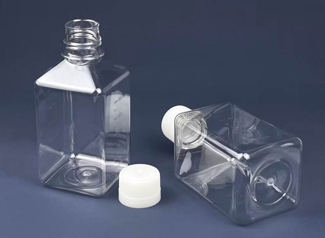Pet PETG Plastic Square Medium Serum Bottle 125ml 250ml 500ml 1000ml for Cell Culture Media Laboratory Reagent