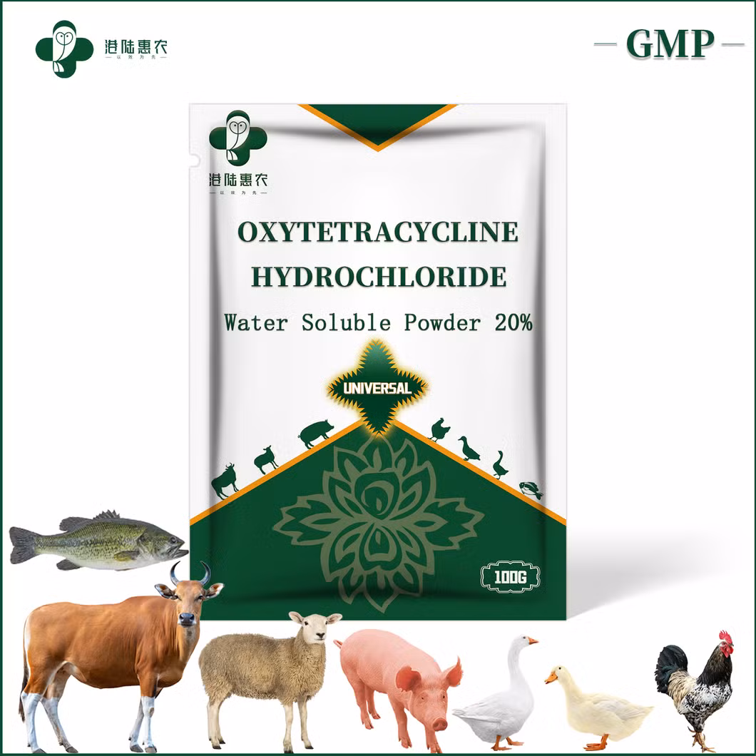 Factory Supply Veterinary Health &amp; Medicine Antibiotics Drug Oxytetracycline Hydrochloride Soluble Powder 20% for Cow Cattle Sheep Goat Swine