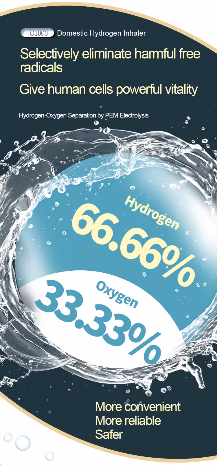 New 1000ml 1200ml Hho Hydrogen Cell Oxygen Bubbles Generator for Inhalation