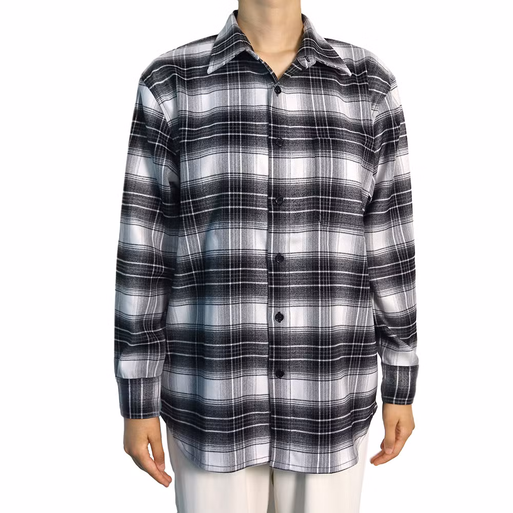 Casual and Comfortable Black and White Plaid Shirt Made of Pure Cotton Fabric