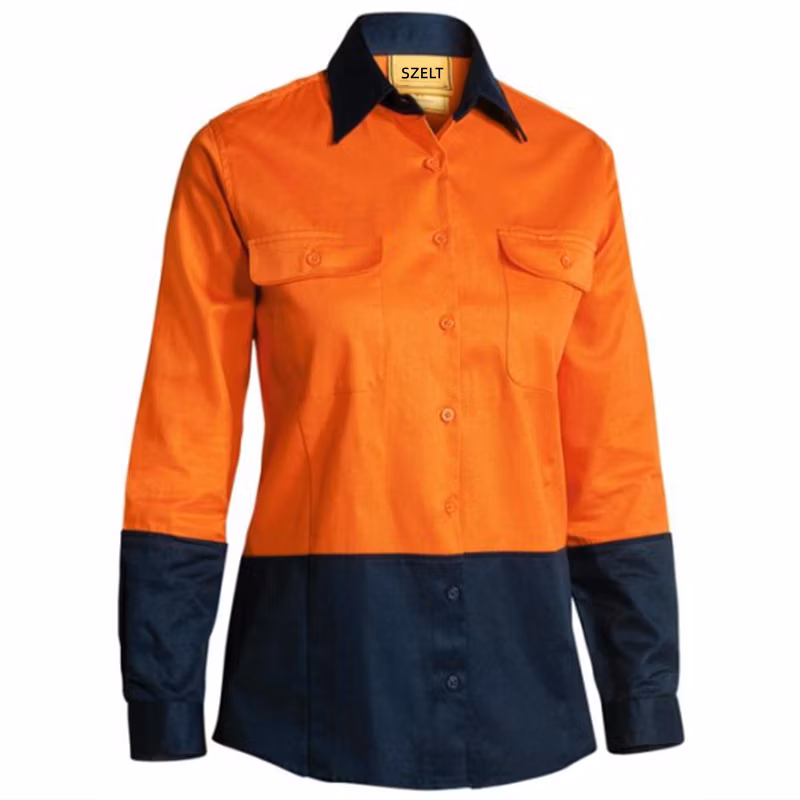 China Cheap Breathable Pink Orange Cotton Safety Reflective Shirts for Women