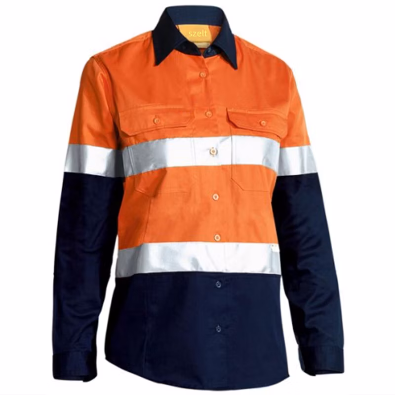 China Cheap Breathable Pink Orange Cotton Safety Reflective Shirts for Women