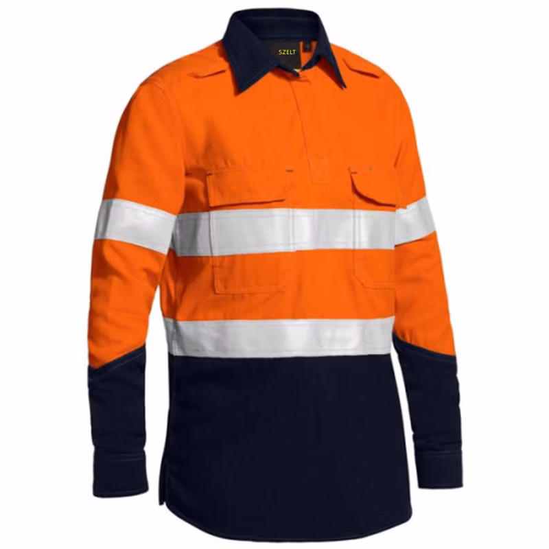 China Cheap Breathable Pink Orange Cotton Safety Reflective Shirts for Women