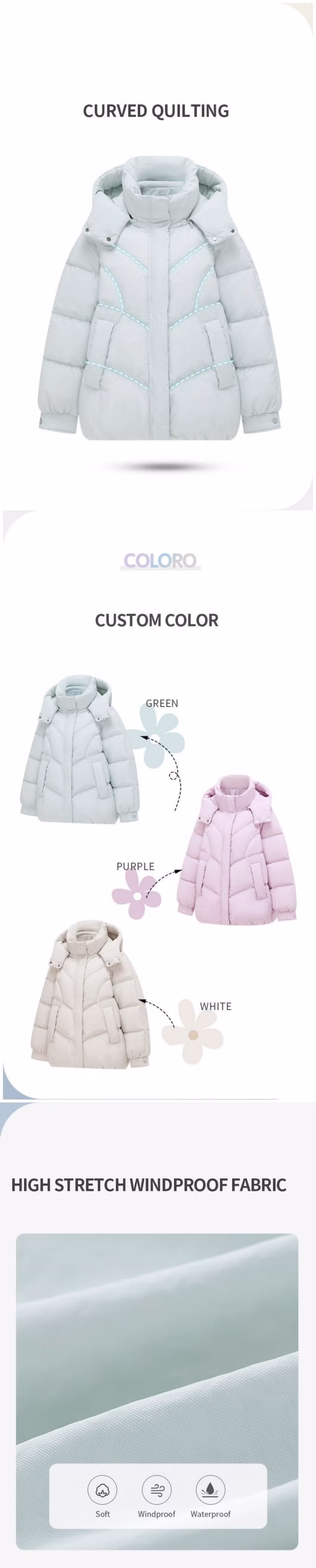 Women&prime;s Winter Down Jacket Short Down Windproof Winter Jacket Customized Down Jacket