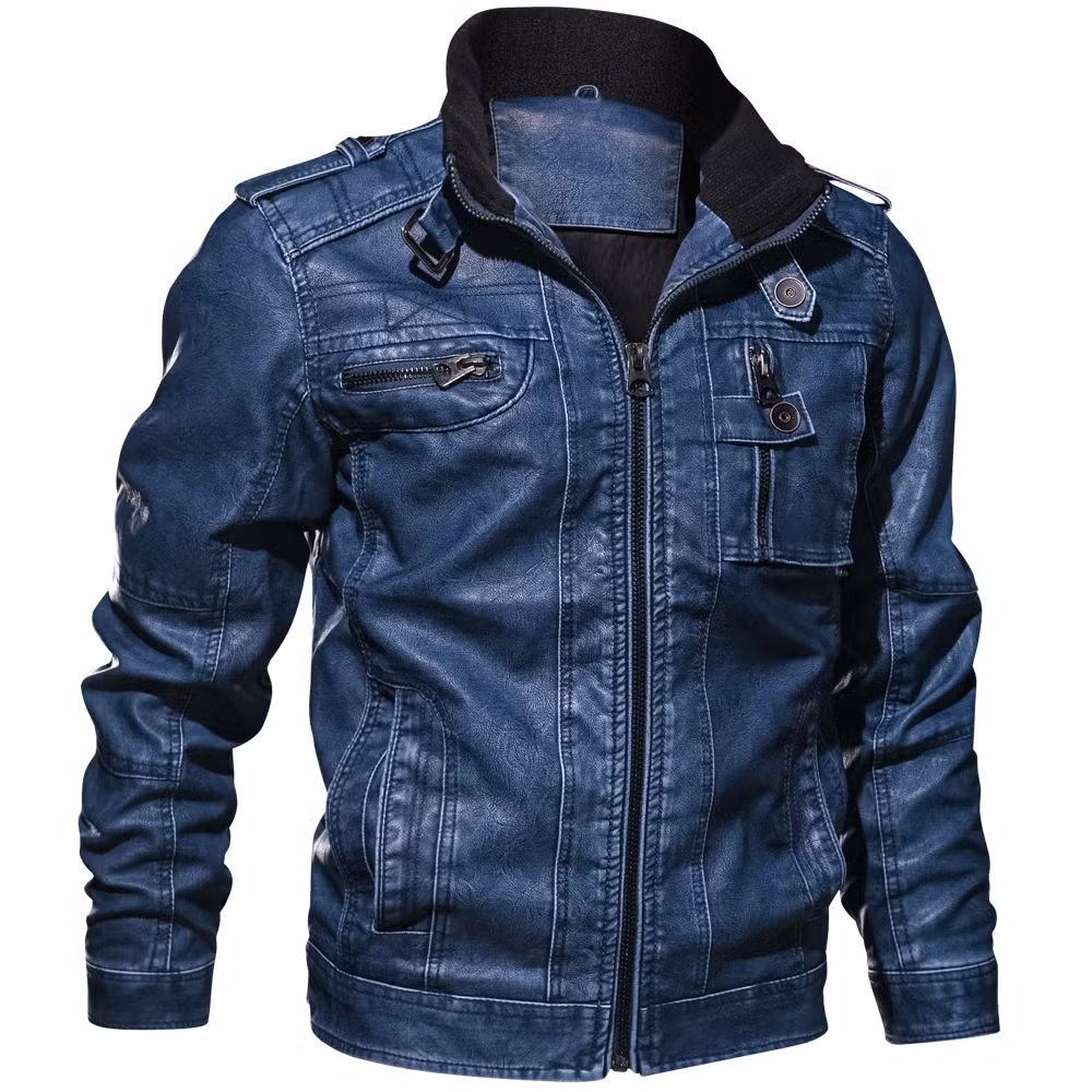 Asiapo China Factory Men&prime;s Vintage Motorcycle Biker Cycling Combat Hunting Leather Jacket